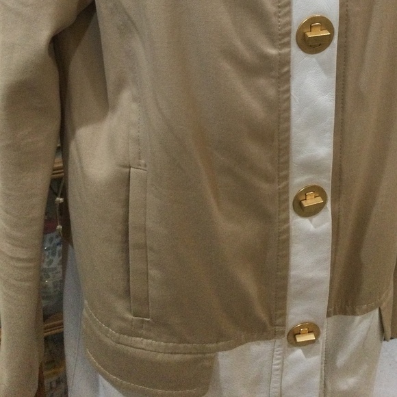 𝅺Anthropologie Leifsdottir Cotton Twill and Leather Coat, Size 8 - Picture 5 of 11